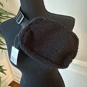 Black Sherpa Cross body belt purse